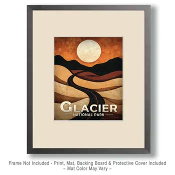 Seventies Style Road - Glacier Souvenir Art Prints - 8"x10" Artwork for 11"x14" Frame