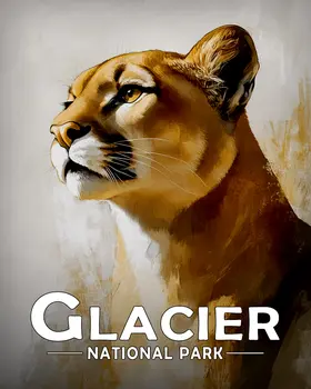 Proud Mountain Lion - Glacier Souvenir Art Prints - 8"x10" Artwork for 11"x14" Frame