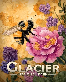 Garden Bumblebee - Glacier Souvenir Art Prints - 8"x10" Artwork for 11"x14" Frame
