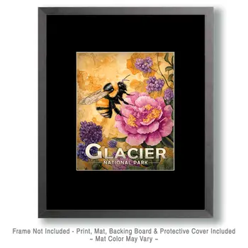 Garden Bumblebee - Glacier Souvenir Art Prints - 8"x10" Artwork for 11"x14" Frame