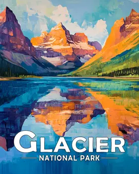 St. Mary Lake - Glacier Souvenir Art Prints - 8"x10" Artwork for 11"x14" Frame