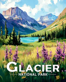 Avalanche Lake Lupines - Glacier Souvenir Art Prints - 8"x10" Artwork for 11"x14" Frame