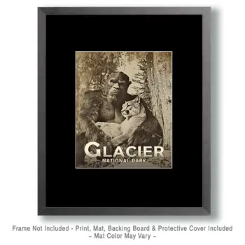 Bigfoot's Pet Mountain Lion - Glacier Souvenir Art Prints - 8"x10" Artwork for 11"x14" Frame