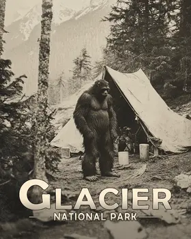 Sasquatch Camp - Glacier Souvenir Art Prints - 8"x10" Artwork for 11"x14" Frame