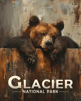 It's a Bear Being a Bear - Glacier Souvenir Art Prints - 8"x10" Artwork for 11"x14" Frame