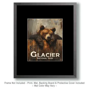 It's a Bear Being a Bear - Glacier Souvenir Art Prints - 8"x10" Artwork for 11"x14" Frame