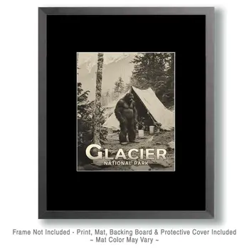Sasquatch Camp - Glacier Souvenir Art Prints - 8"x10" Artwork for 11"x14" Frame