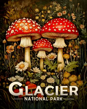 Amanitas - Glacier Souvenir Art Prints - 8"x10" Artwork for 11"x14" Frame