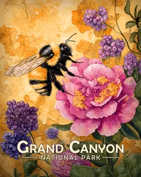 Garden Bumblebee - Grand Canyon Souvenir Art Prints - 8"x10" Artwork for 11"x14" Frame