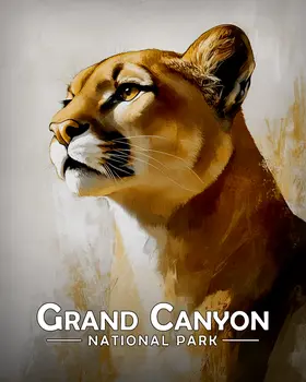 Proud Mountain Lion - Grand Canyon Souvenir Art Prints - 8"x10" Artwork for 11"x14" Frame