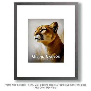 Proud Mountain Lion - Grand Canyon Souvenir Art Prints - 8"x10" Artwork for 11"x14" Frame