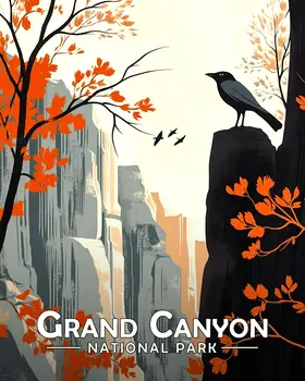 Lone Raven - Grand Canyon Souvenir Art Prints - 8"x10" Artwork for 11"x14" Frame