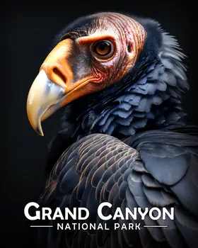 Vulture Portrait - Grand Canyon Souvenir Art Prints - 8"x10" Artwork for 11"x14" Frame