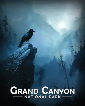 Early Morning Raven - Grand Canyon Souvenir Art Prints - 8"x10" Artwork for 11"x14" Frame