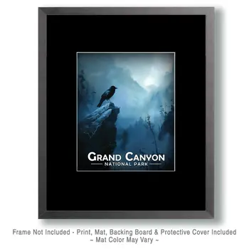 Early Morning Raven - Grand Canyon Souvenir Art Prints - 8"x10" Artwork for 11"x14" Frame