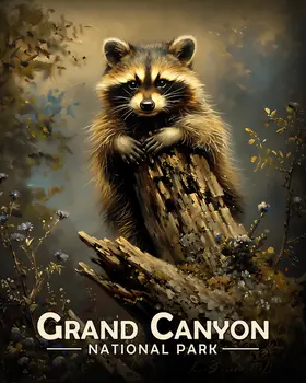 Raccoon Kit - Grand Canyon Souvenir Art Prints - 8"x10" Artwork for 11"x14" Frame