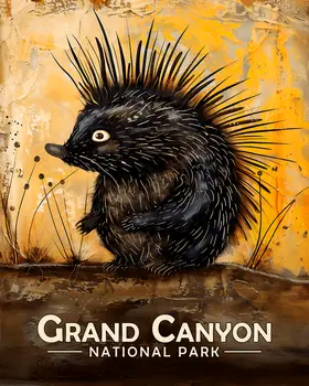 Folk Art Porcupine - Grand Canyon Souvenir Art Prints - 8"x10" Artwork for 11"x14" Frame
