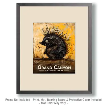 Folk Art Porcupine - Grand Canyon Souvenir Art Prints - 8"x10" Artwork for 11"x14" Frame