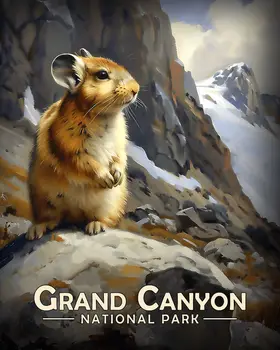 Alert Pika - Grand Canyon Souvenir Art Prints - 8"x10" Artwork for 11"x14" Frame
