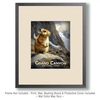 Alert Pika - Grand Canyon Souvenir Art Prints - 8"x10" Artwork for 11"x14" Frame