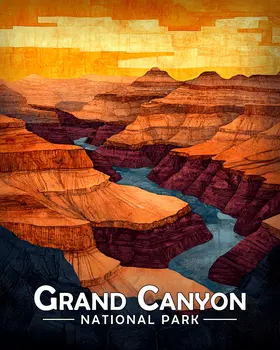 Summer View - Grand Canyon Souvenir Art Prints - 8"x10" Artwork for 11"x14" Frame