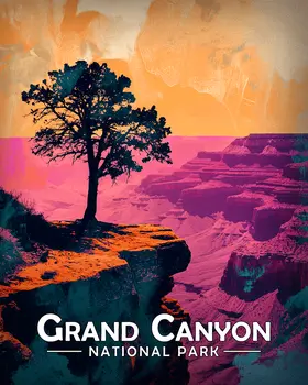 Evening's Pink Hue - Grand Canyon Souvenir Art Prints - 8"x10" Artwork for 11"x14" Frame