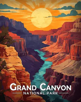 Colorado River Sunrise - Grand Canyon Souvenir Art Prints - 8"x10" Artwork for 11"x14" Frame