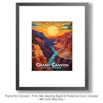 Colorado River Sunrise - Grand Canyon Souvenir Art Prints - 8"x10" Artwork for 11"x14" Frame