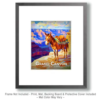 Saddled Donkey - Grand Canyon Souvenir Art Prints - 8"x10" Artwork for 11"x14" Frame