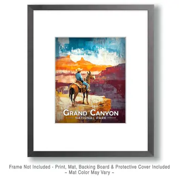 Donkey Ride - Grand Canyon Souvenir Art Prints - 8"x10" Artwork for 11"x14" Frame