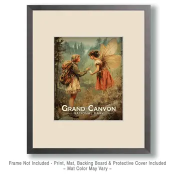 Fairy Giving Directions - Grand Canyon Souvenir Art Prints - 8"x10" Artwork for 11"x14" Frame