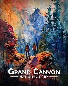 Amazing Hike - Grand Canyon Souvenir Art Prints - 8"x10" Artwork for 11"x14" Frame
