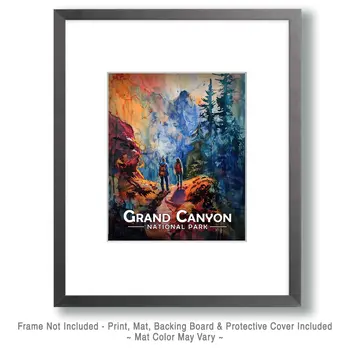 Amazing Hike - Grand Canyon Souvenir Art Prints - 8"x10" Artwork for 11"x14" Frame