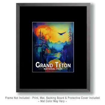 Evening Flight - Grand Tetons Souvenir Art Prints - 8"x10" Artwork for 11"x14" Frame