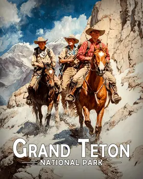 Trail Ride - Grand Tetons Souvenir Art Prints - 8"x10" Artwork for 11"x14" Frame