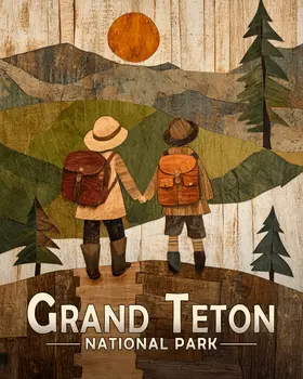 Sharing Nature - Grand Tetons Souvenir Art Prints - 8"x10" Artwork for 11"x14" Frame