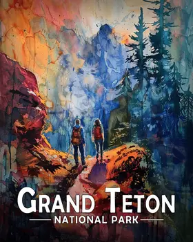 Awesome Hike - Grand Tetons Souvenir Art Prints - 8"x10" Artwork for 11"x14" Frame