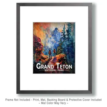 Awesome Hike - Grand Tetons Souvenir Art Prints - 8"x10" Artwork for 11"x14" Frame