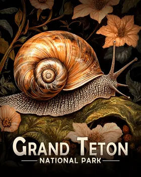 Forest Snail - Grand Tetons Souvenir Art Prints - 8"x10" Artwork for 11"x14" Frame