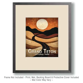 70's Landscape - Grand Tetons Souvenir Art Prints - 8"x10" Artwork for 11"x14" Frame