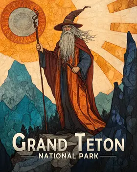 The Grand Wizard - Grand Tetons Souvenir Art Prints - 8"x10" Artwork for 11"x14" Frame