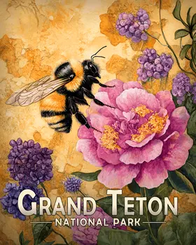 Garden Bumblebee - Grand Tetons Souvenir Art Prints - 8"x10" Artwork for 11"x14" Frame