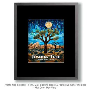 Under a Full Moon - Joshua Tree Souvenir Art Prints - 8"x10" Artwork for 11"x14" Frame