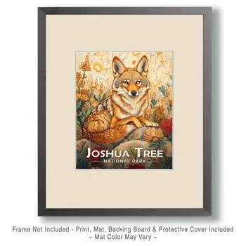 Stylized Coyote - Joshua Tree Souvenir Art Prints - 8"x10" Artwork for 11"x14" Frame