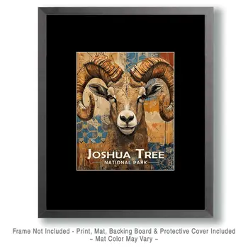 Stylized Bighorn Ram Art - Joshua Tree Souvenir Art Prints - 8"x10" Artwork for 11"x14" Frame