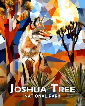 Abstract Coyote - Joshua Tree Souvenir Art Prints - 8"x10" Artwork for 11"x14" Frame