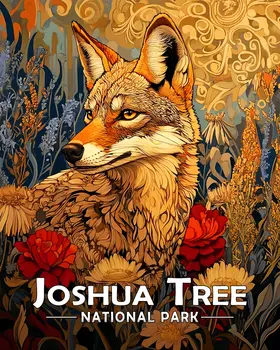 BOHO Coyote - Joshua Tree Souvenir Art Prints - 8"x10" Artwork for 11"x14" Frame