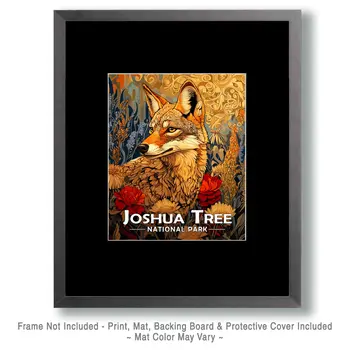 BOHO Coyote - Joshua Tree Souvenir Art Prints - 8"x10" Artwork for 11"x14" Frame