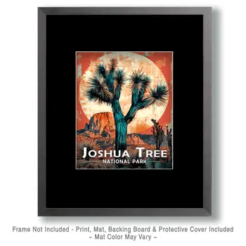 Full Moon - Joshua Tree Souvenir Art Prints - 8"x10" Artwork for 11"x14" Frame