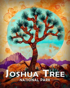 BOHO Tree & Moon - Joshua Tree Souvenir Art Prints - 8"x10" Artwork for 11"x14" Frame